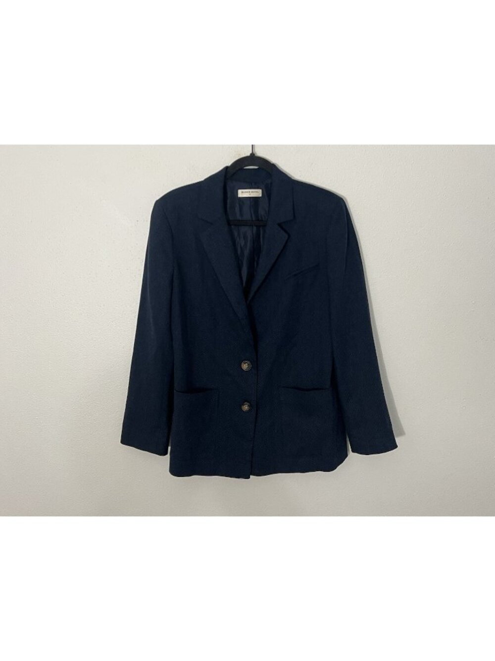 Maison Hotel Blue Herringbone Linen Blend Blazer Size Small
